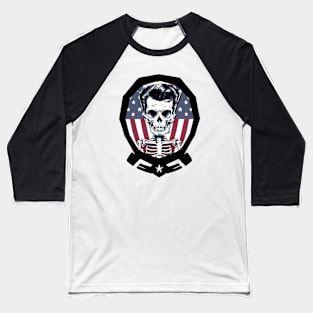 Fun Rockabilly Patriotic Skeleton Baseball T-Shirt